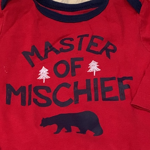 George Long-Sleeve Red/Blue Bib Shirt & Navy Blue Sweatpants in size 18-24M - Picture 3 of 8